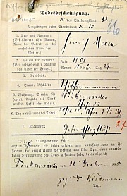 Auf der Todesbescheinigung von Hinrich Meier wird als Todesursache Gehirnschlagfluß angegeben